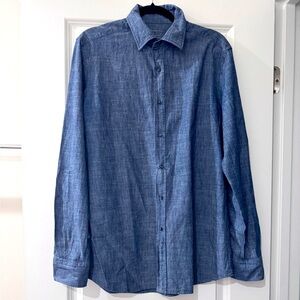 Massimo Dutti Blue Jean Denim Button Up / Button Down Oxford Shirt
